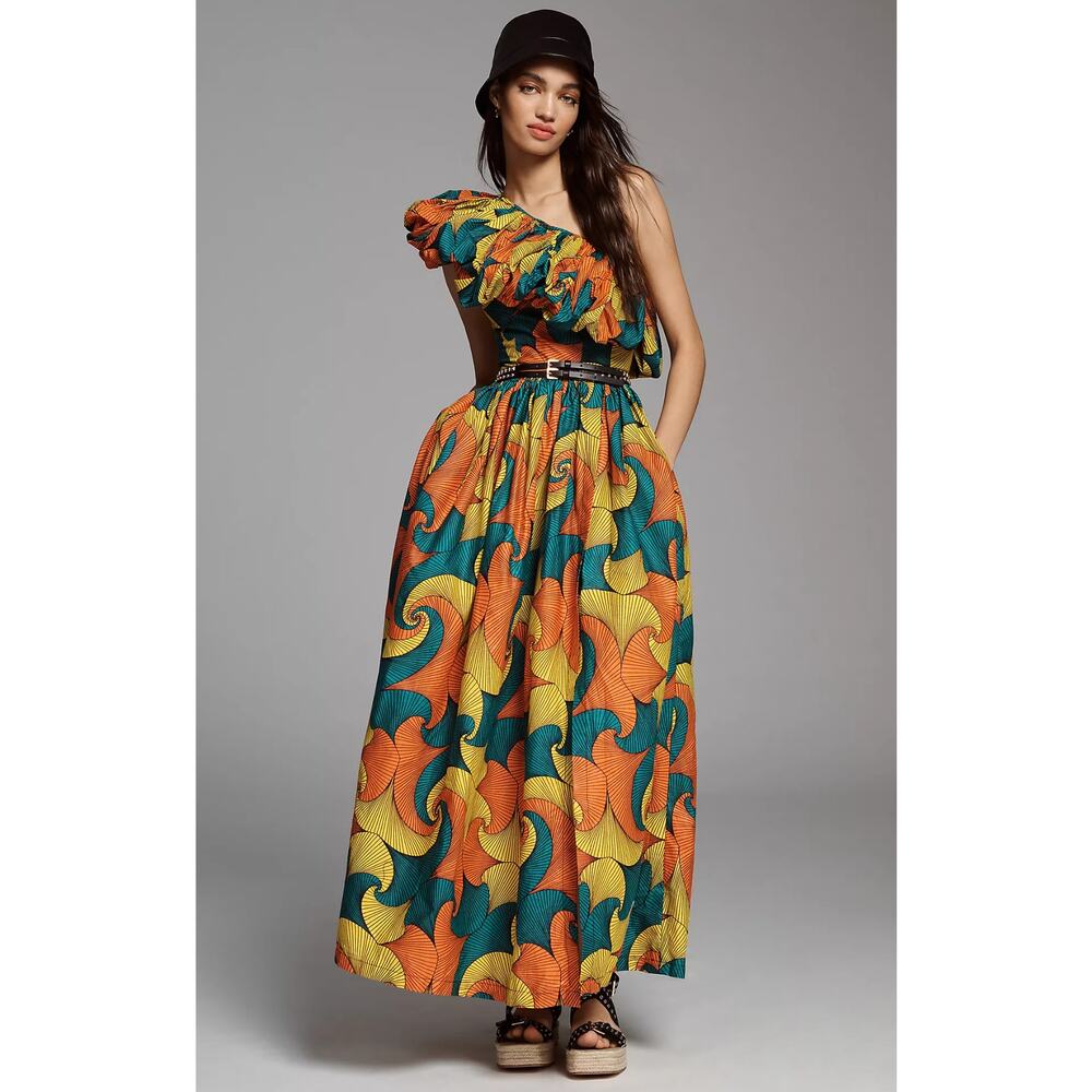 NWT SIKA Printed Multi-Color One-Shoulder Ruffle Dress - Size 00